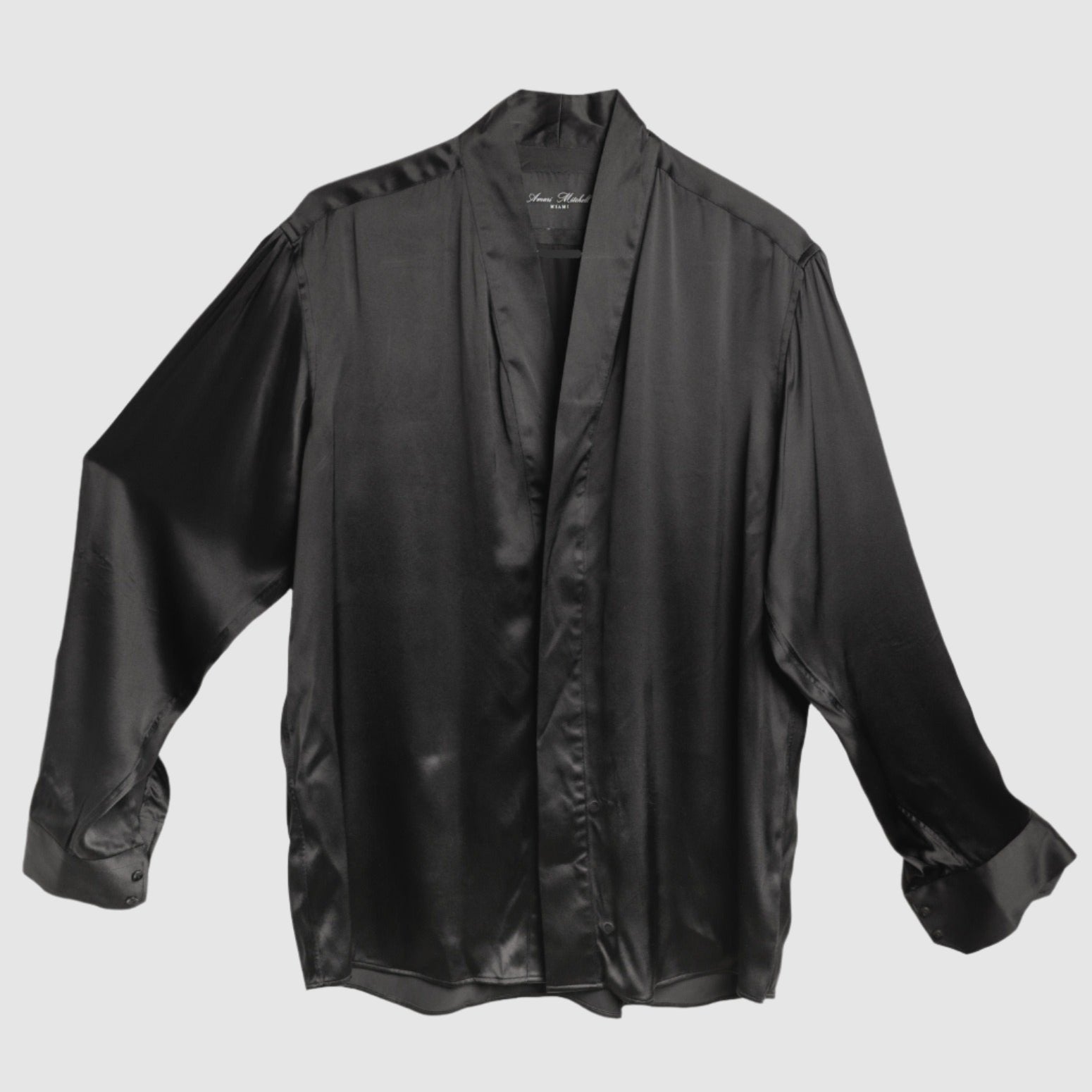 BLACK SILK YULANN DRESS SHIRT BLACK SILK YULANN DRESS SHIRT