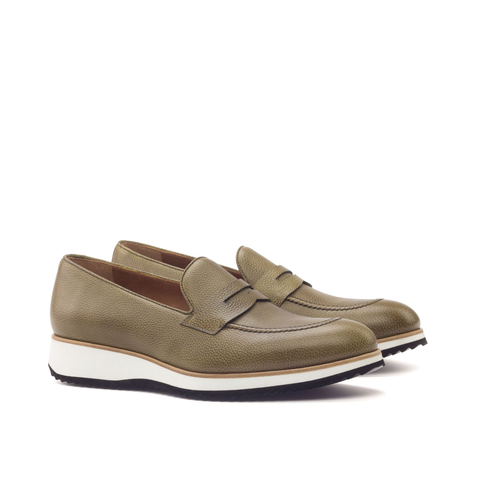 OLIVE CALF LEATHER LOAFERS