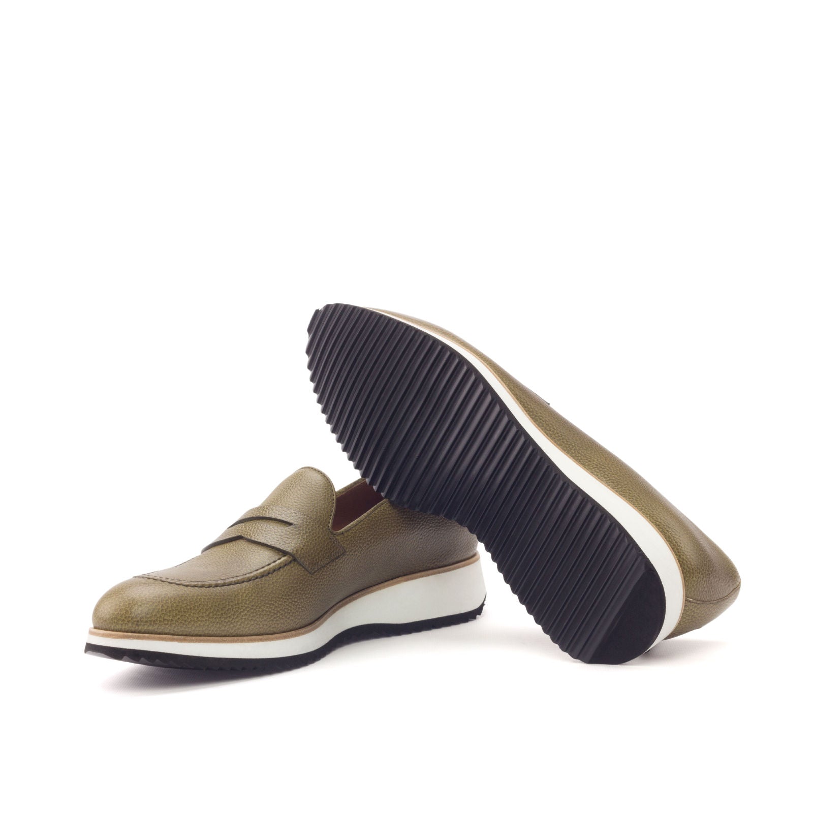 OLIVE CALF LEATHER LOAFERS
