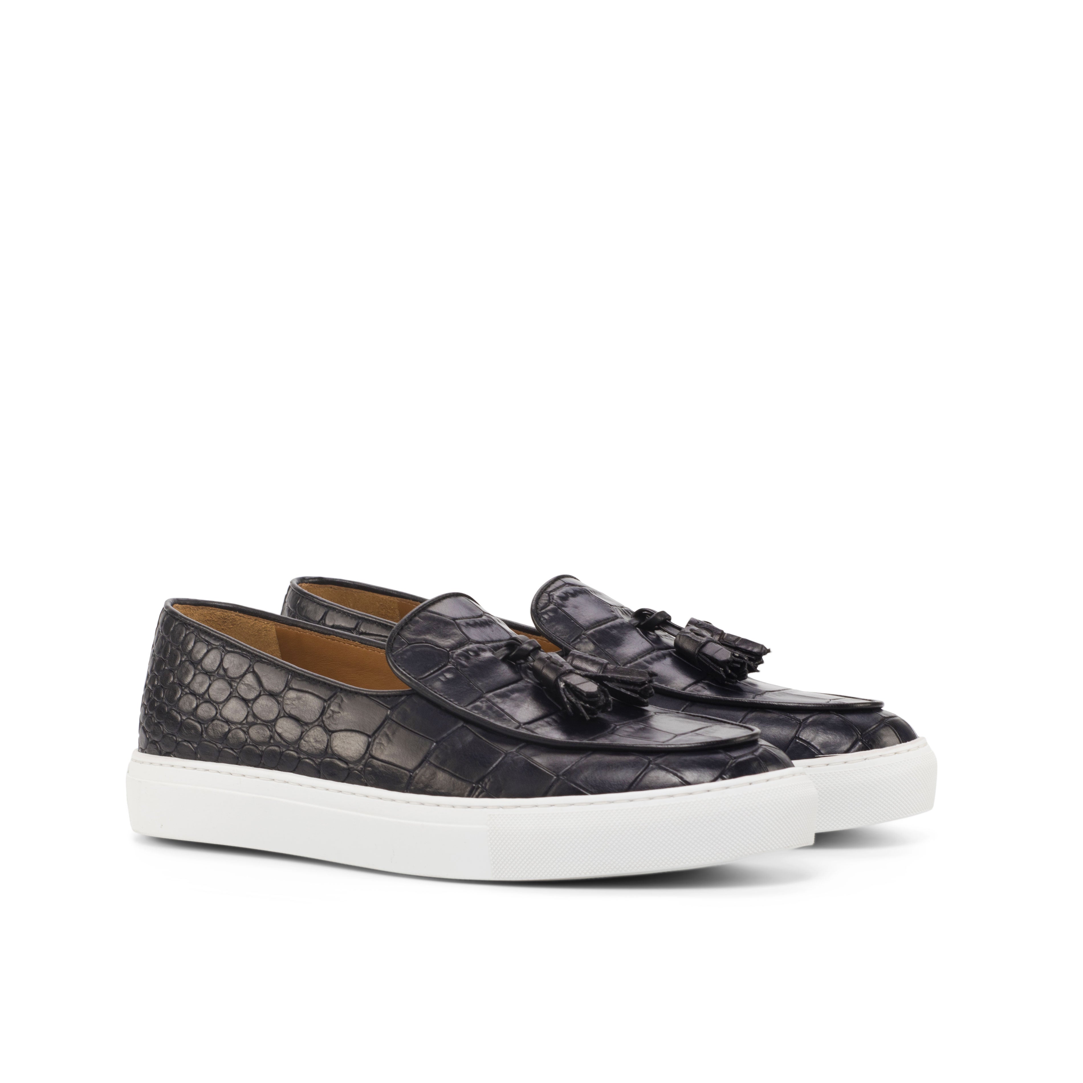 RANDOLPH BLACK CROC LOAFERS