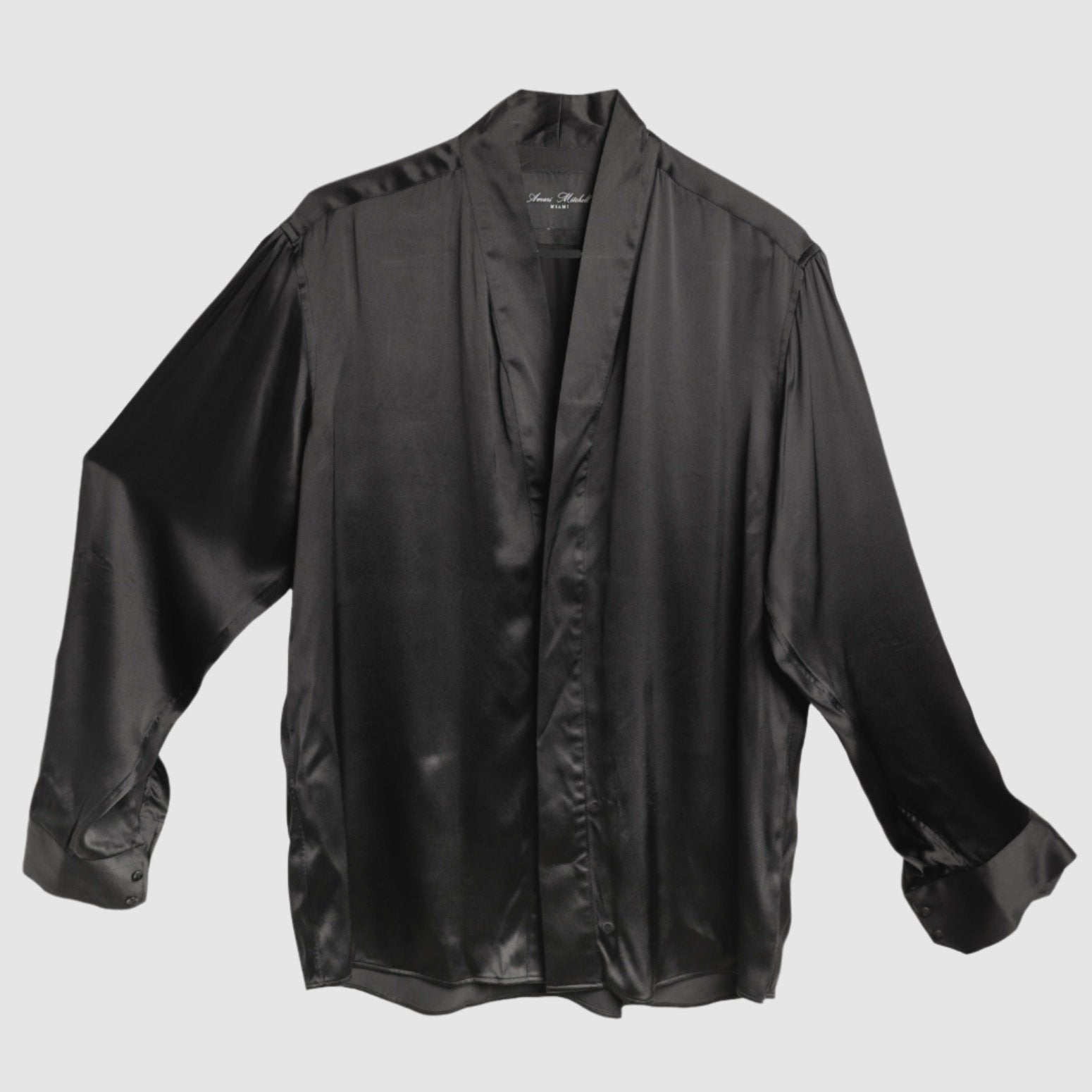 BLACK SILK YULANN DRESS SHIRT